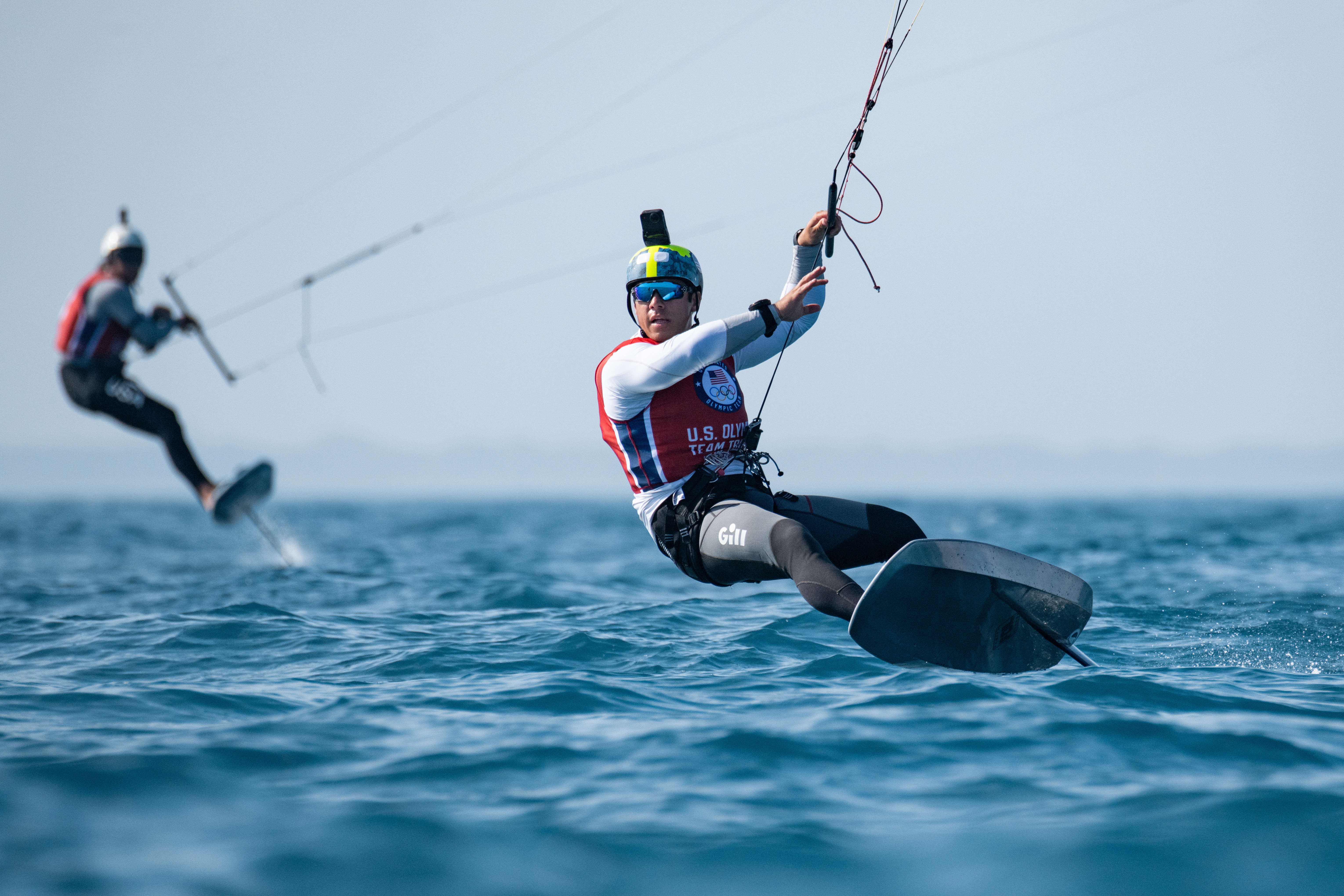 Markus Edegran flying on the hydrofoil, Team USA